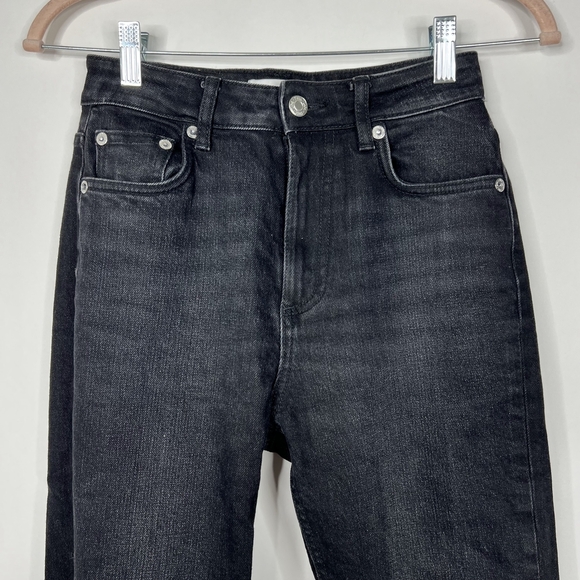 2/$30 ZARA Split Ankle Skinny Jeans 2 Rinsed Black High Rise #5724 - Picture 4 of 10